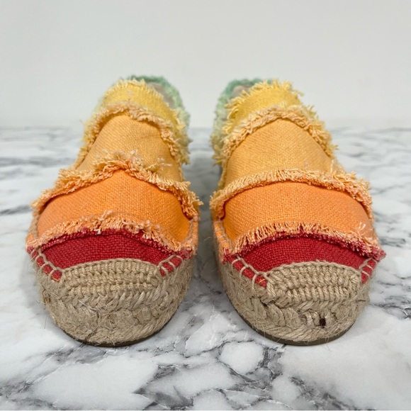 Anthropologie Soludos ombré frayed espadrilles pastel rainbow sherbet colors 8 - Picture 4 of 11